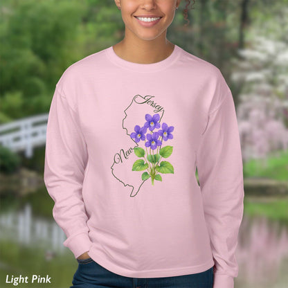 New Jersey State Flower Long Sleeve Tee — Wood Violet