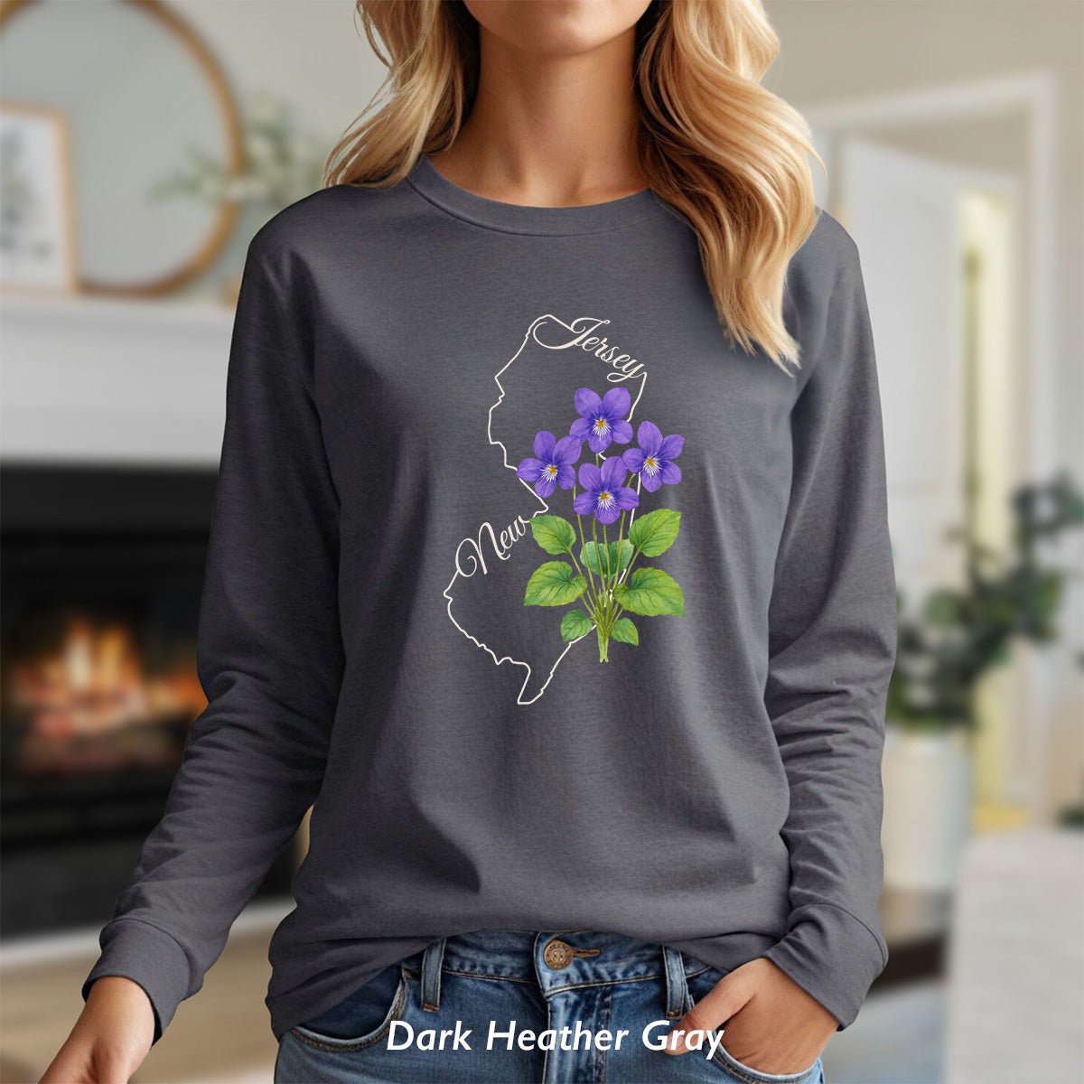 New Jersey State Flower Long Sleeve Tee — Wood Violet