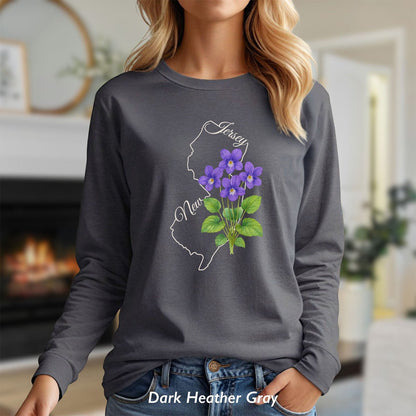 New Jersey State Flower Long Sleeve Tee — Wood Violet