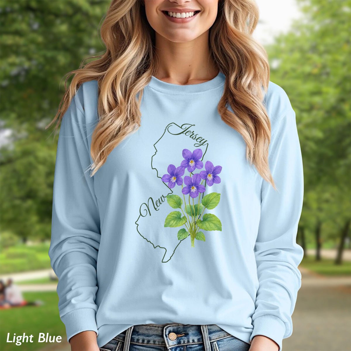 New Jersey State Flower Long Sleeve Tee — Wood Violet