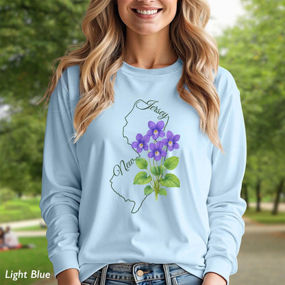 New Jersey State Flower Long Sleeve Tee — Wood Violet