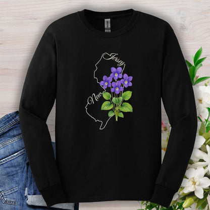 New Jersey State Flower Long Sleeve Tee — Wood Violet