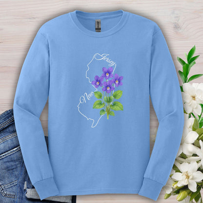 New Jersey State Flower Long Sleeve Tee — Wood Violet