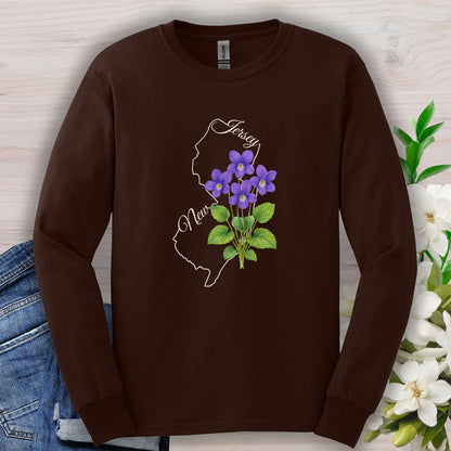 New Jersey State Flower Long Sleeve Tee — Wood Violet