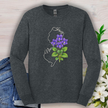 New Jersey State Flower Long Sleeve Tee — Wood Violet
