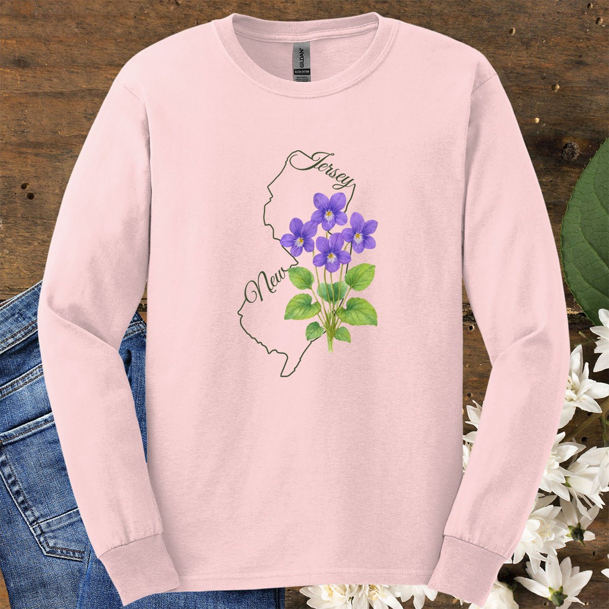 New Jersey State Flower Long Sleeve Tee — Wood Violet