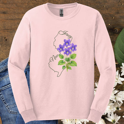 New Jersey State Flower Long Sleeve Tee — Wood Violet