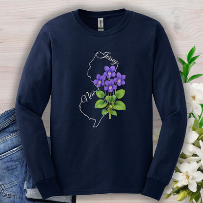 New Jersey State Flower Long Sleeve Tee — Wood Violet