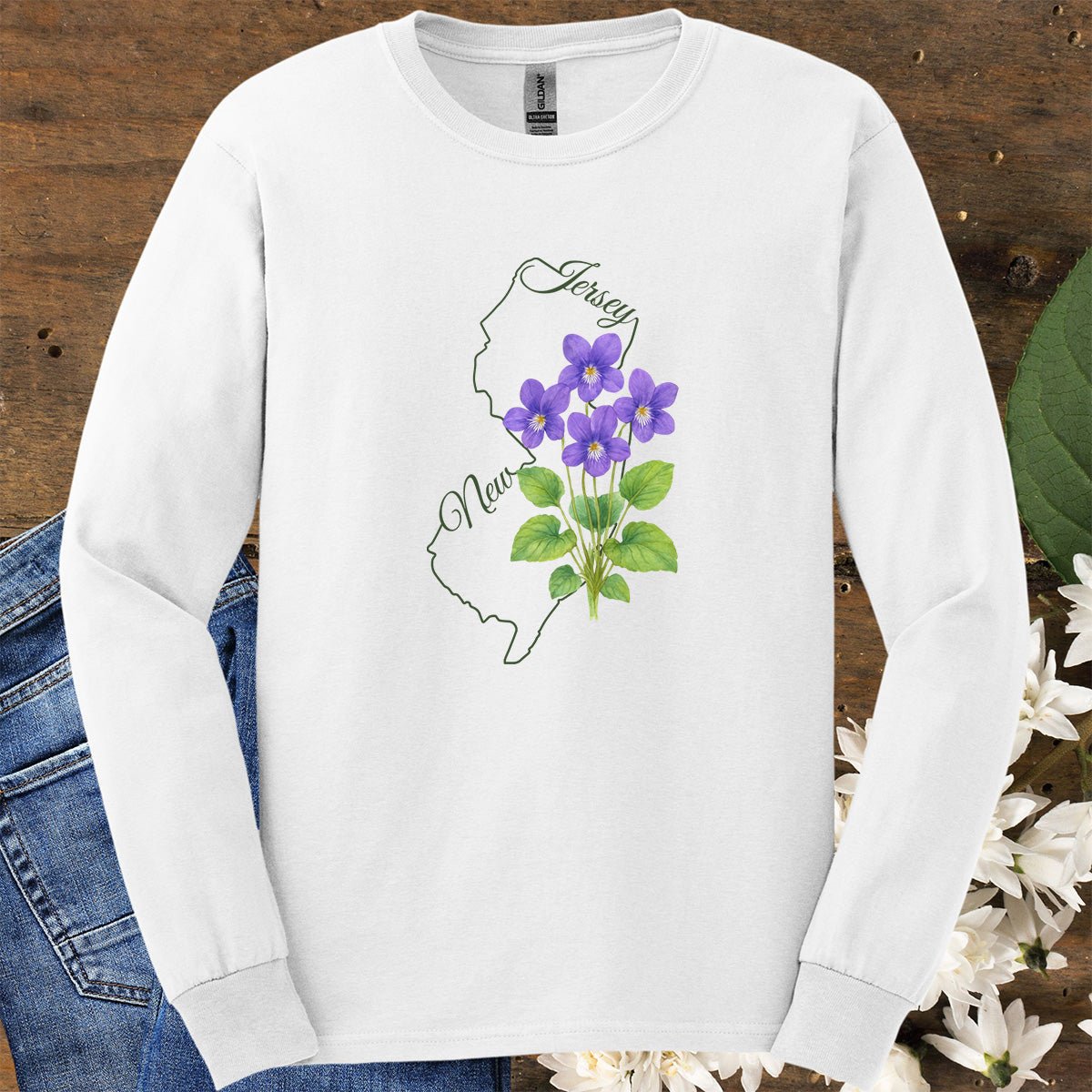 New Jersey State Flower Long Sleeve Tee — Wood Violet
