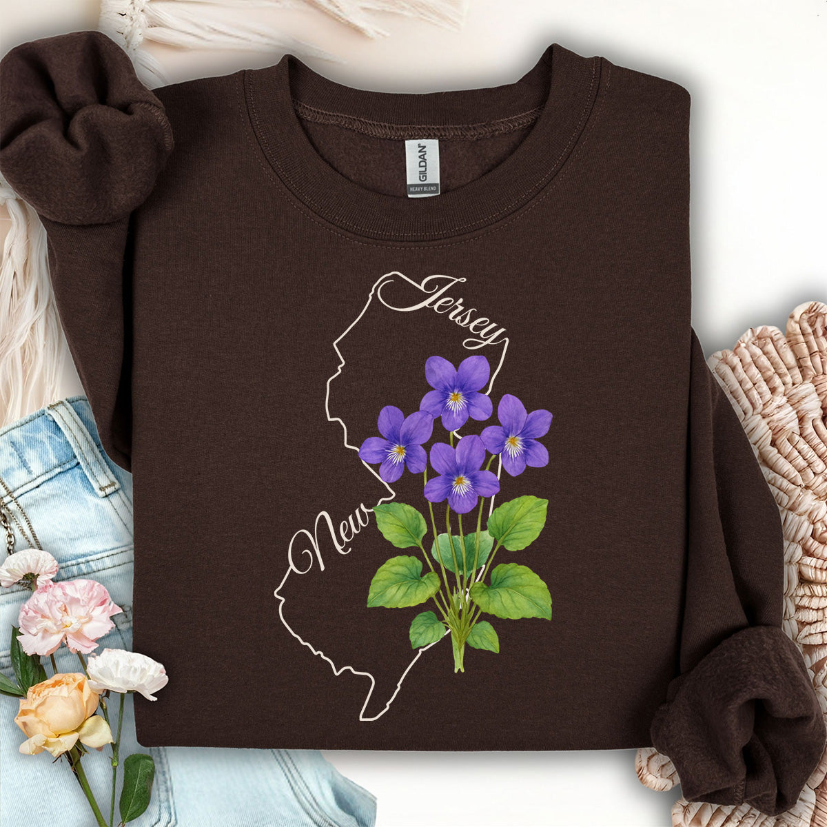 New Jersey State Flower Sweatshirt - Wood Violet