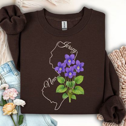 New Jersey State Flower Sweatshirt - Wood Violet