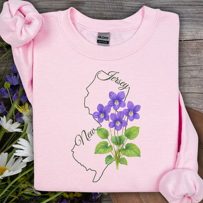 New Jersey State Flower Sweatshirt - Wood Violet