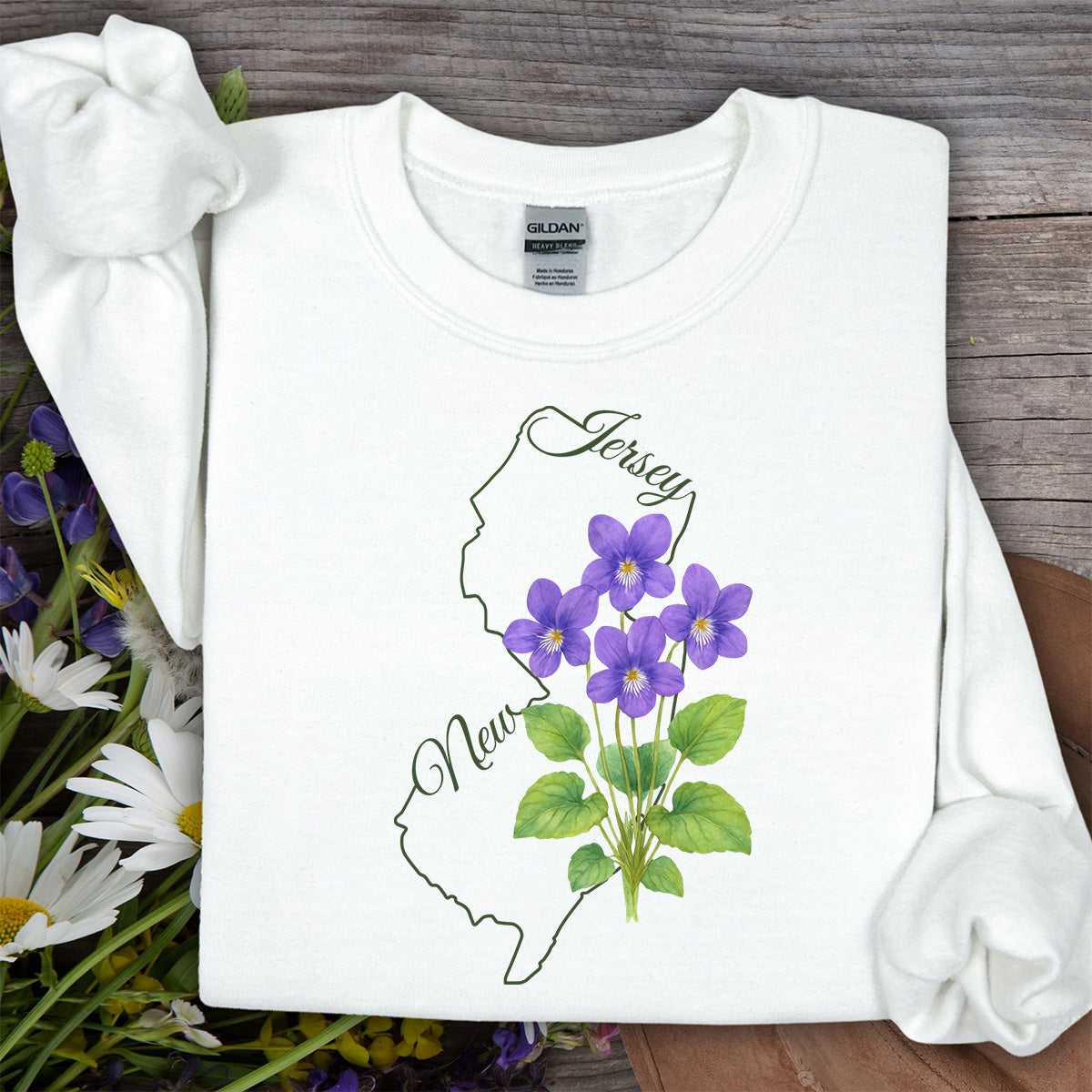New Jersey State Flower Sweatshirt - Wood Violet