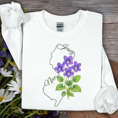 New Jersey State Flower Sweatshirt - Wood Violet