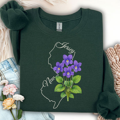 New Jersey State Flower Sweatshirt - Wood Violet