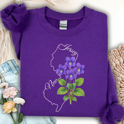 New Jersey State Flower Sweatshirt - Wood Violet