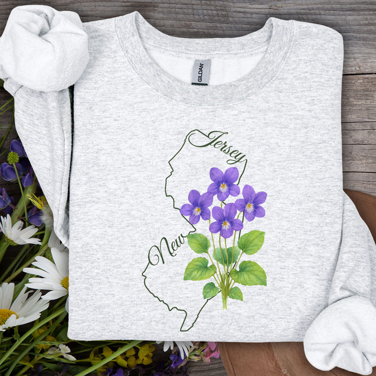New Jersey State Flower Sweatshirt - Wood Violet