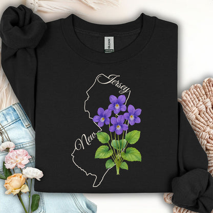 New Jersey State Flower Sweatshirt - Wood Violet