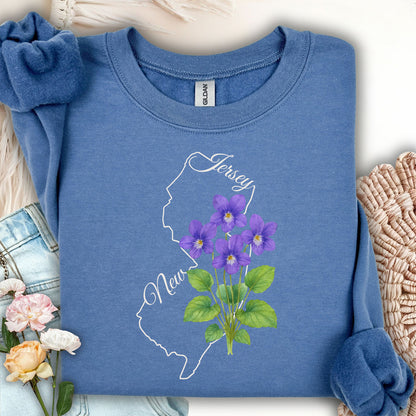 New Jersey State Flower Sweatshirt - Wood Violet
