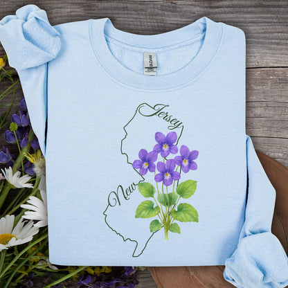 New Jersey State Flower Sweatshirt - Wood Violet