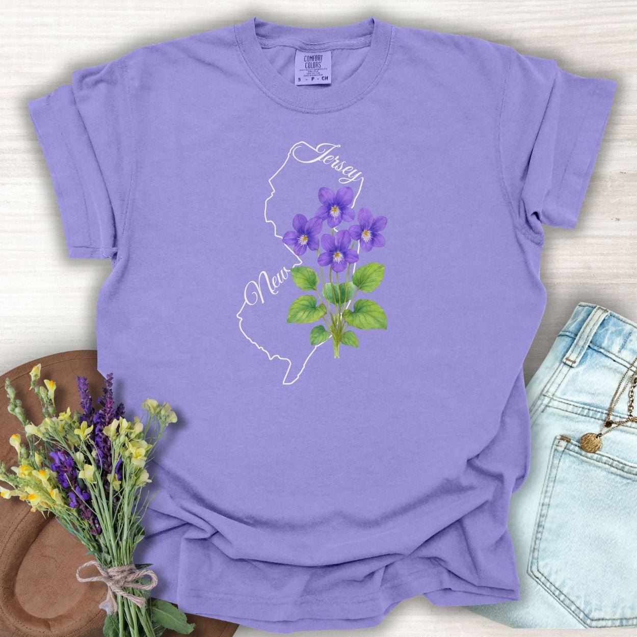 New Jersey State Flower T-Shirt - Meadow Violet