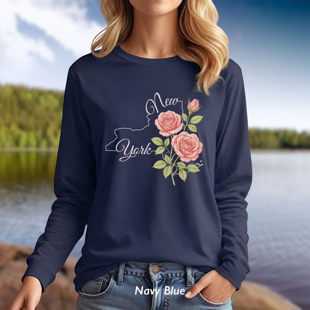 New York State Flower Long Sleeve Tee — Rose