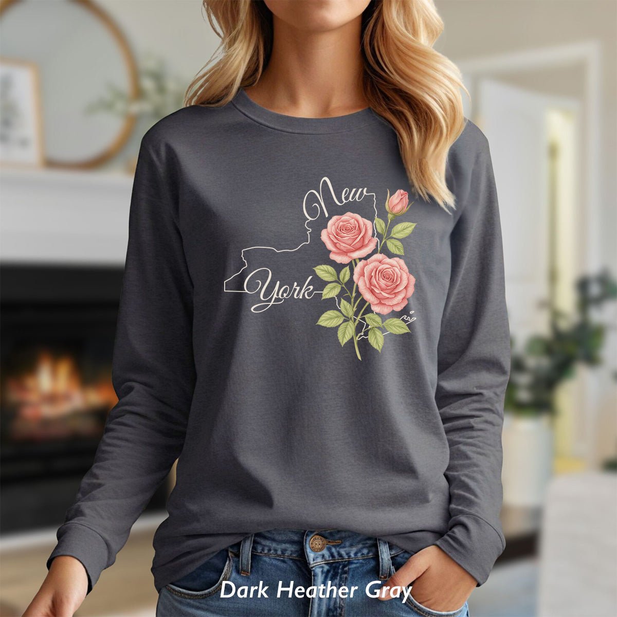 New York State Flower Long Sleeve Tee — Rose
