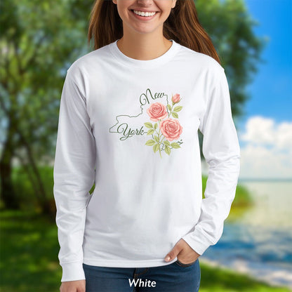New York State Flower Long Sleeve Tee — Rose