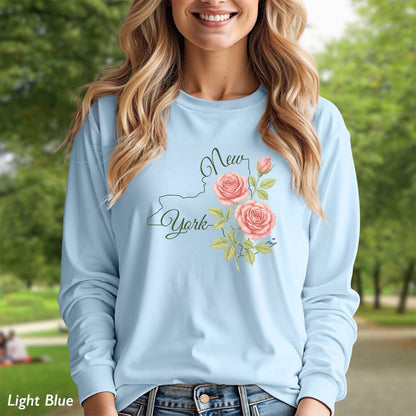 New York State Flower Long Sleeve Tee — Rose