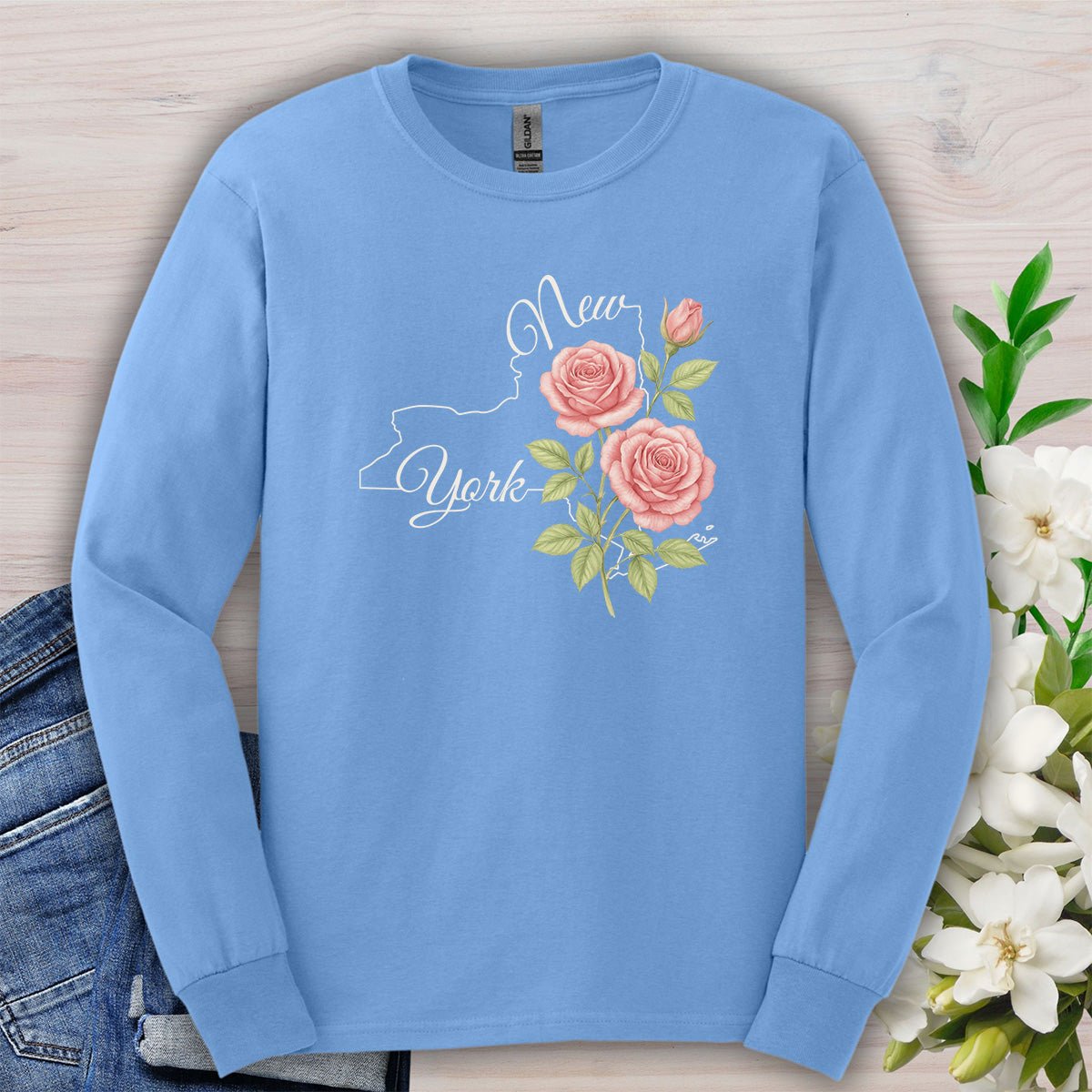 New York State Flower Long Sleeve Tee — Rose