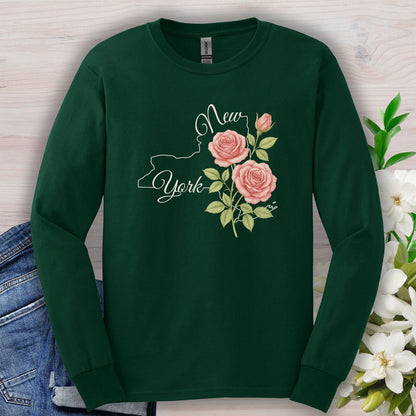 New York State Flower Long Sleeve Tee — Rose