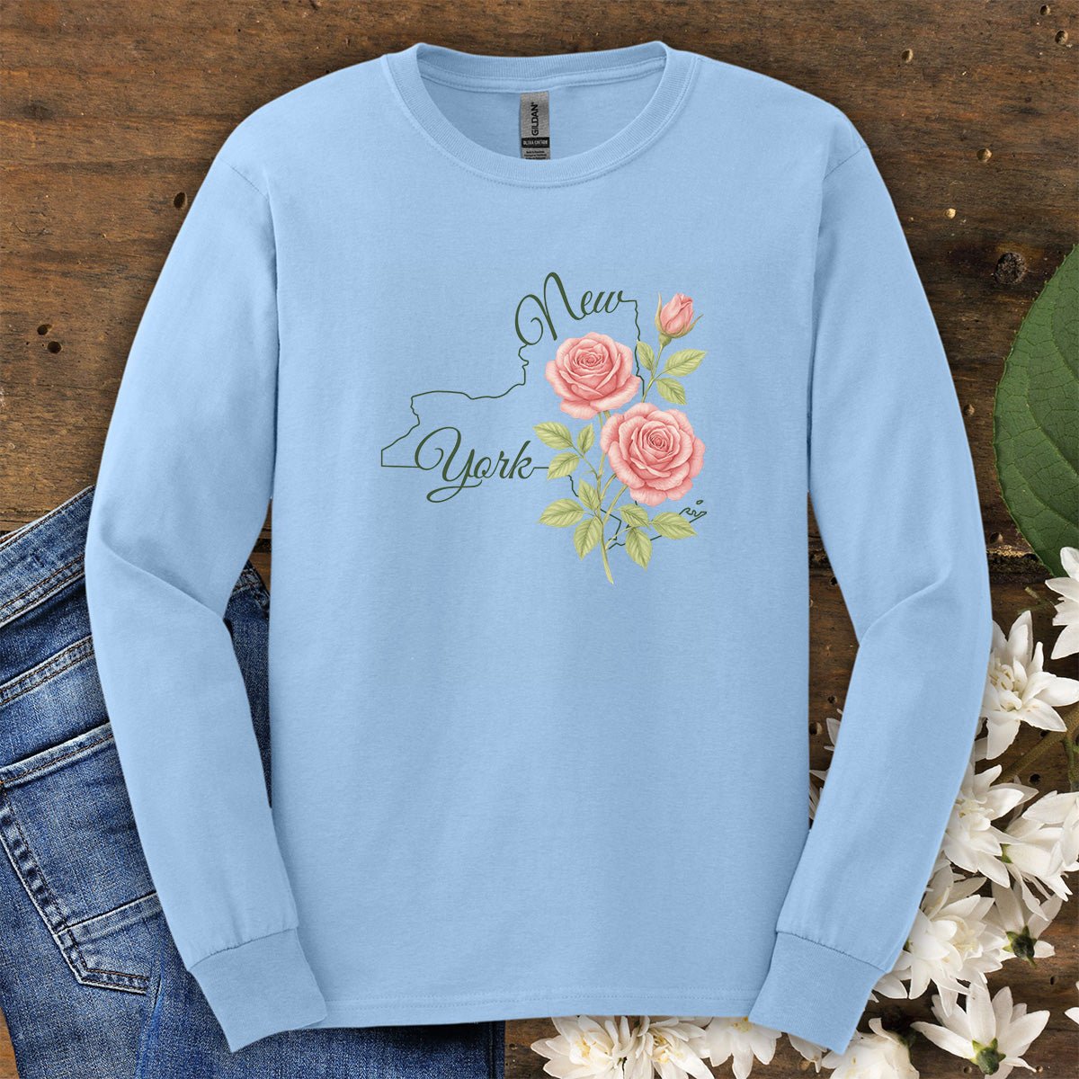 New York State Flower Long Sleeve Tee — Rose