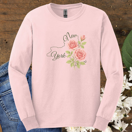 New York State Flower Long Sleeve Tee — Rose