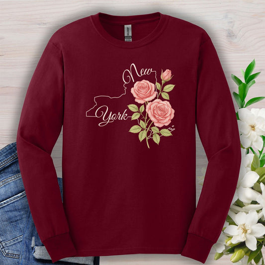 New York State Flower Long Sleeve Tee — Rose