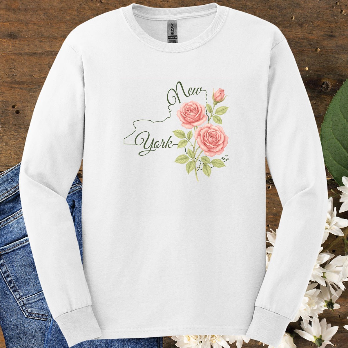 New York State Flower Long Sleeve Tee — Rose