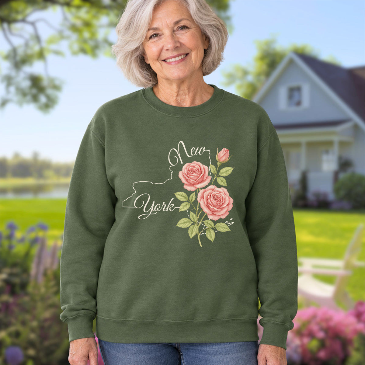 New York State Flower Sweatshirt - Rose