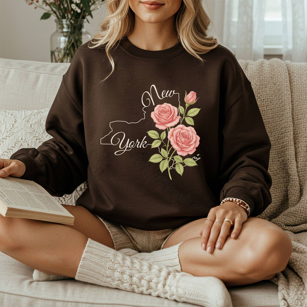 New York State Flower Sweatshirt - Rose