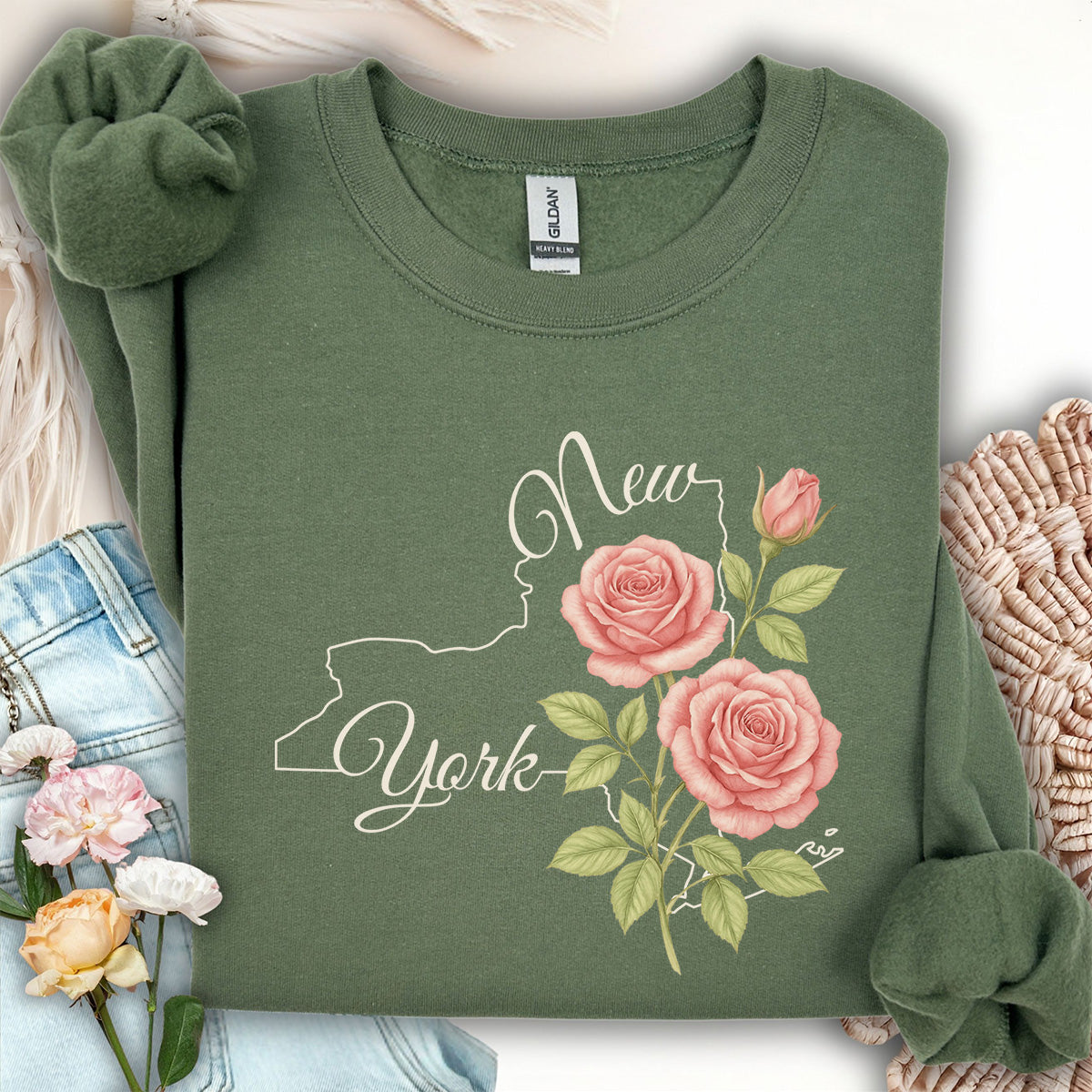 New York State Flower Sweatshirt - Rose