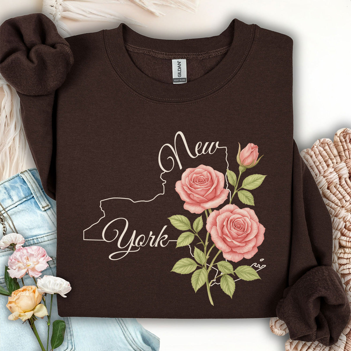 New York State Flower Sweatshirt - Rose