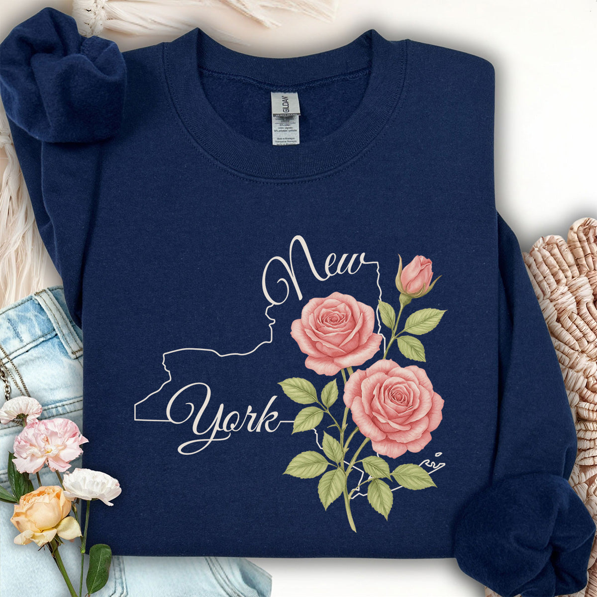 New York State Flower Sweatshirt - Rose