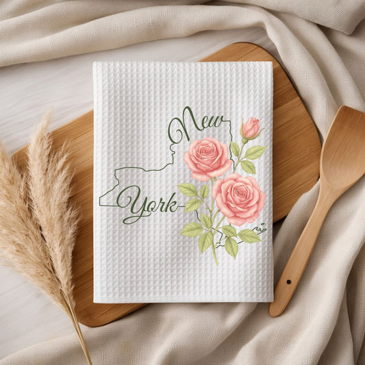 New York State Flower Tea Towel — Rose