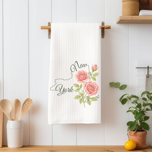 New York State Flower Tea Towel — Rose