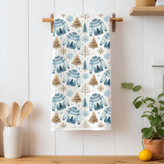 Nordic Fair Isle Sweater Microfiber Tea Towel