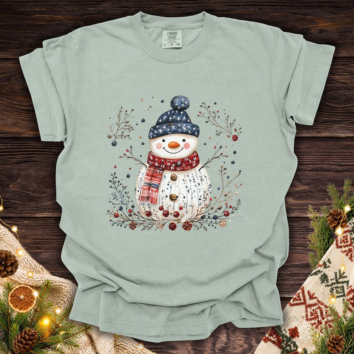 Nordic Folk Snowman Holiday T-Shirt