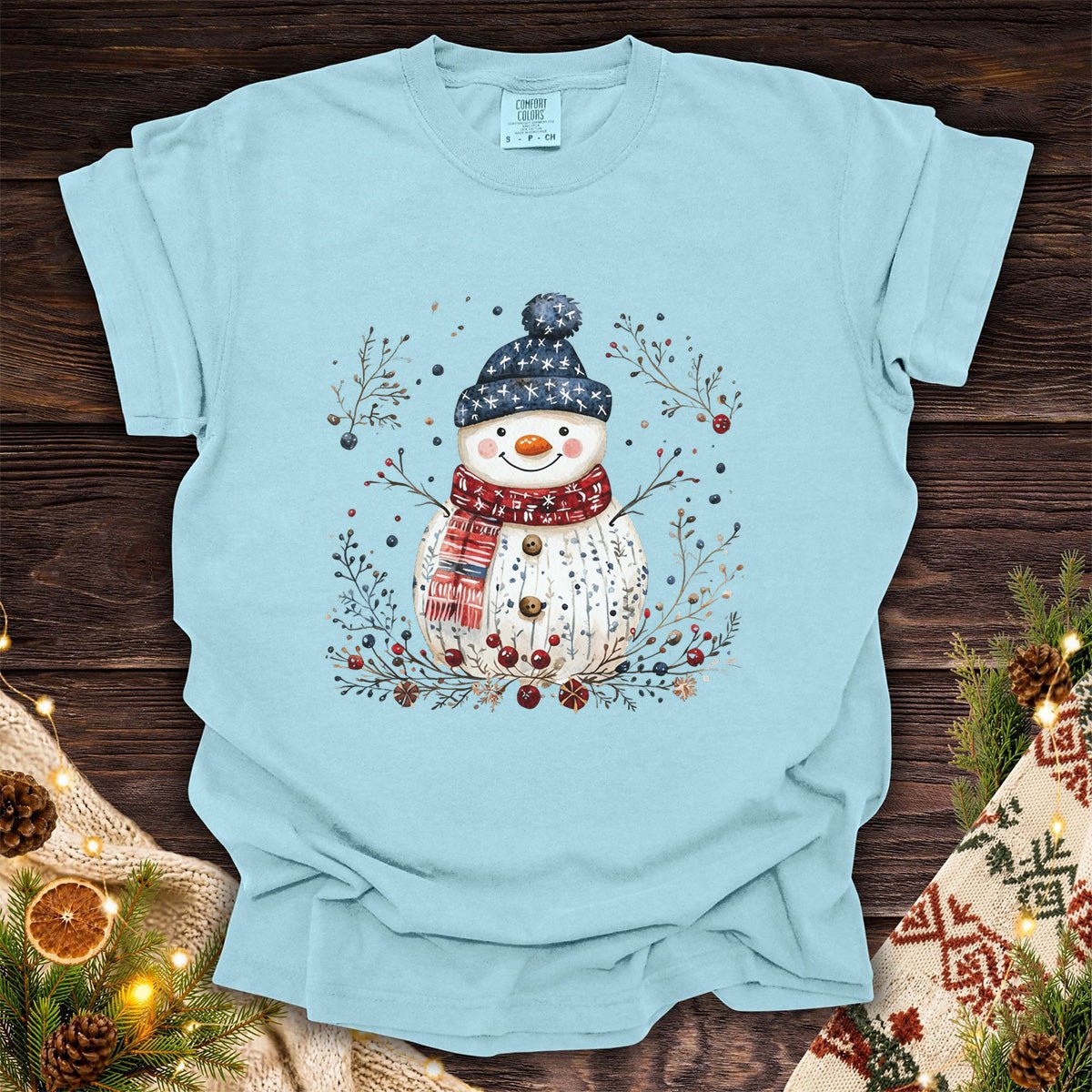Nordic Folk Snowman Holiday T-Shirt