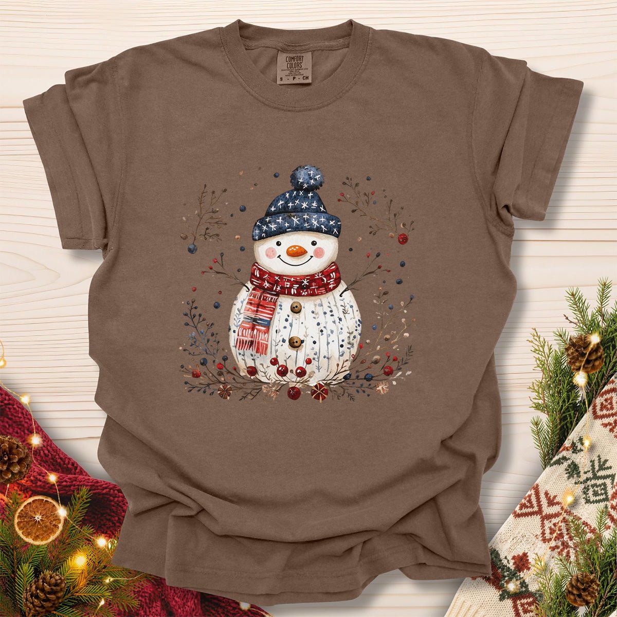 Nordic Folk Snowman Holiday T-Shirt