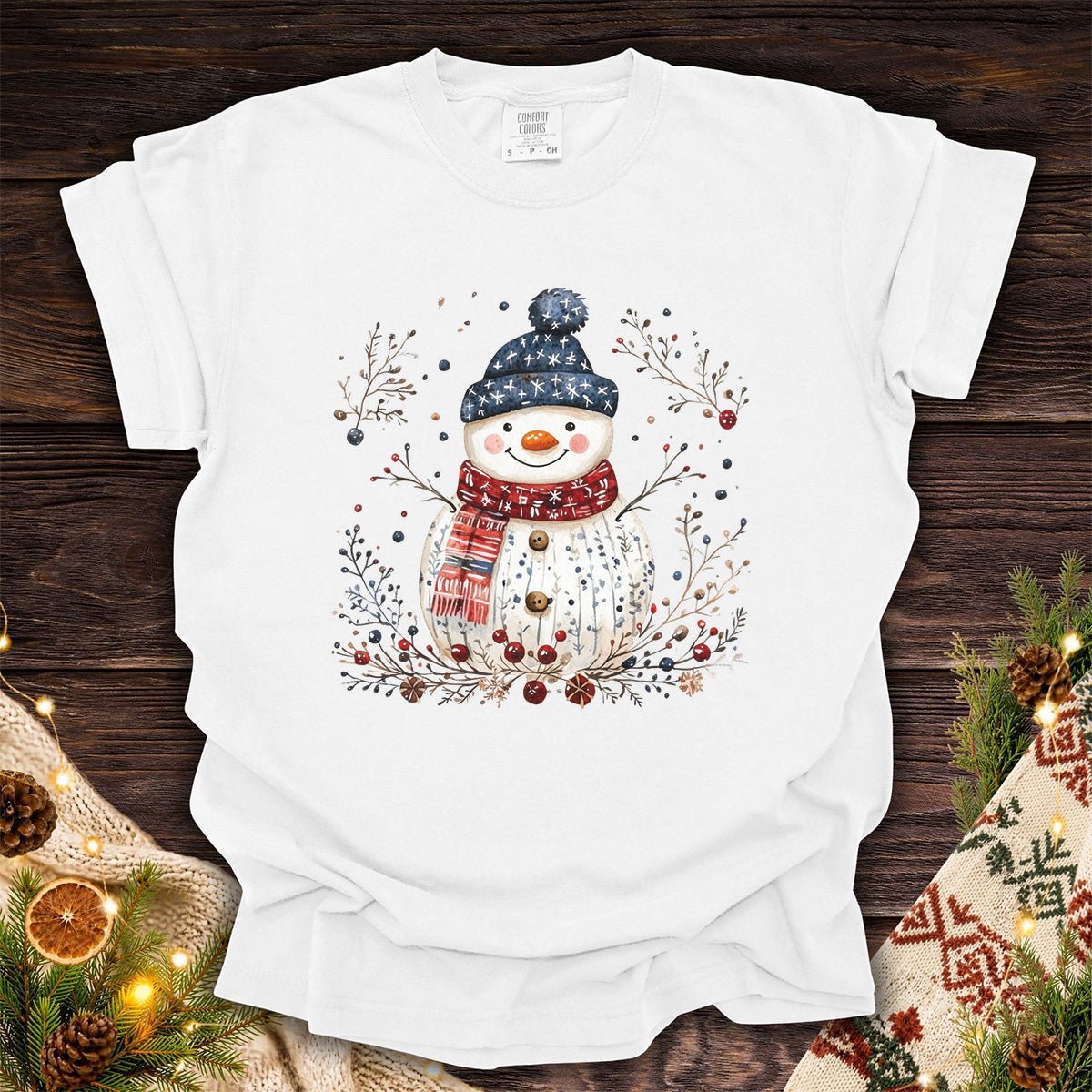 Nordic Folk Snowman Holiday T-Shirt