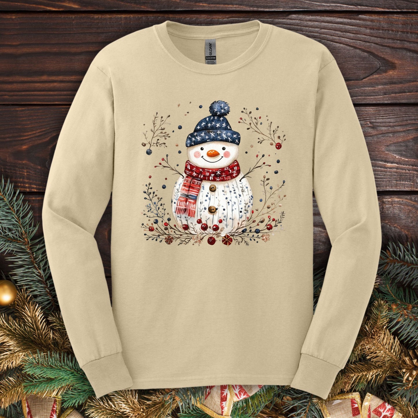 Nordic Folk Snowman Long Sleeve Tee