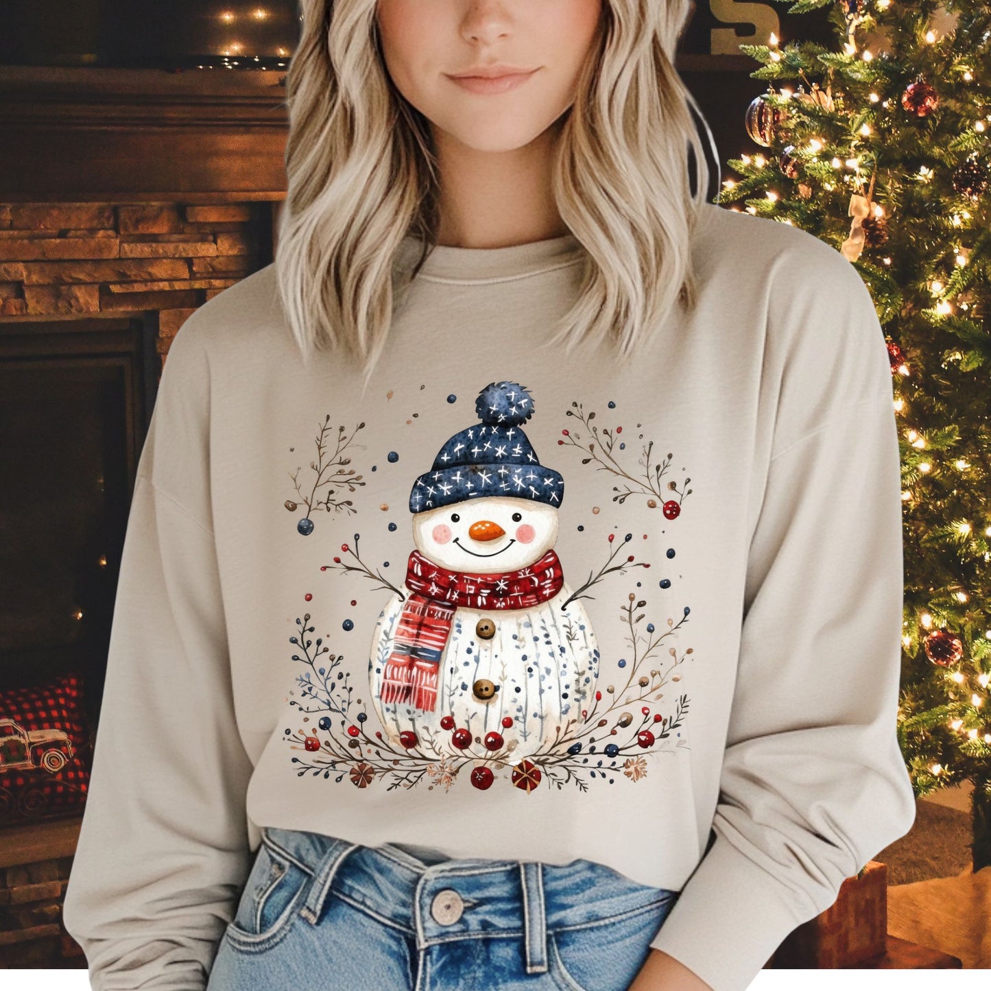 Nordic Folk Snowman Long Sleeve Tee