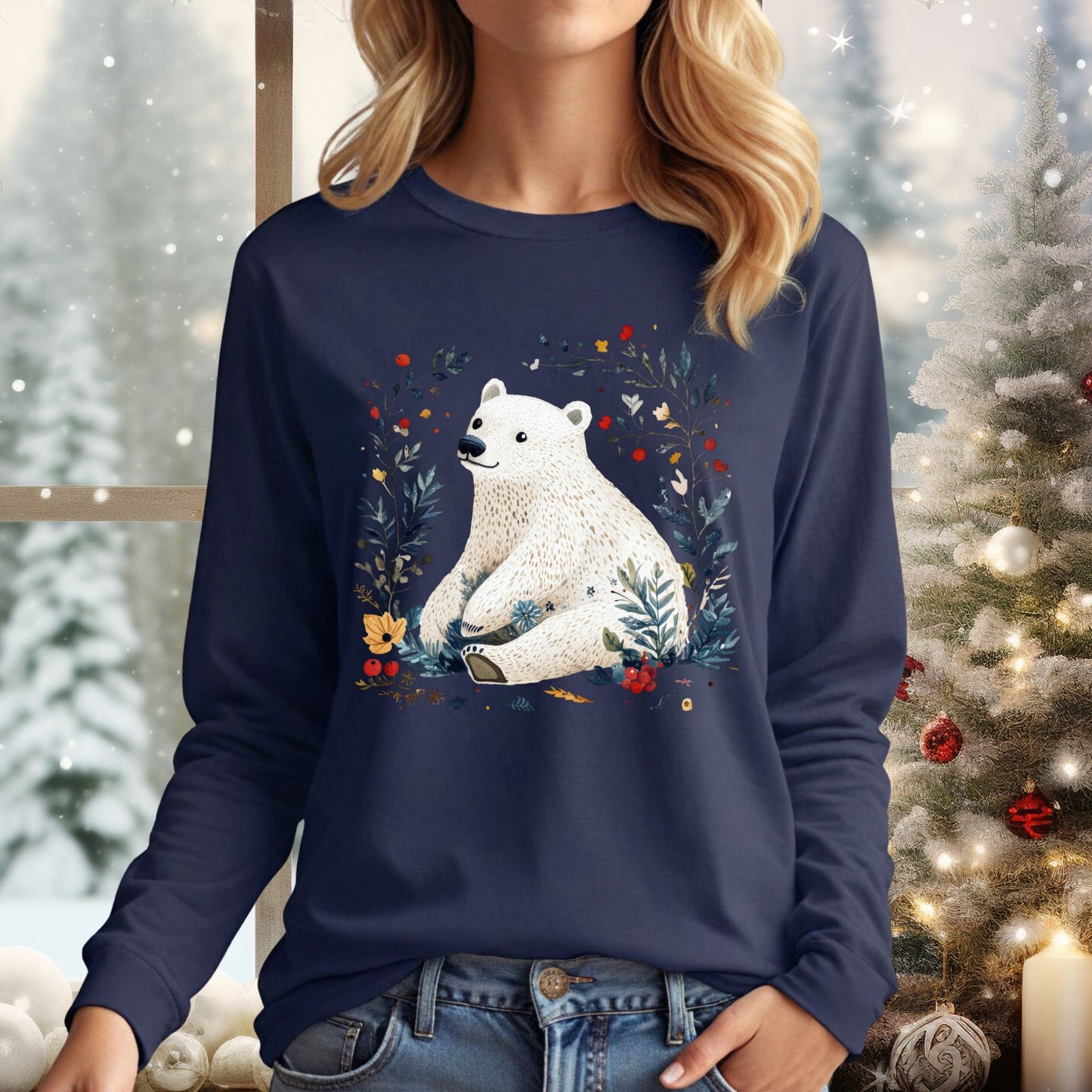 Nordic Polar Bear Long Sleeve Tee